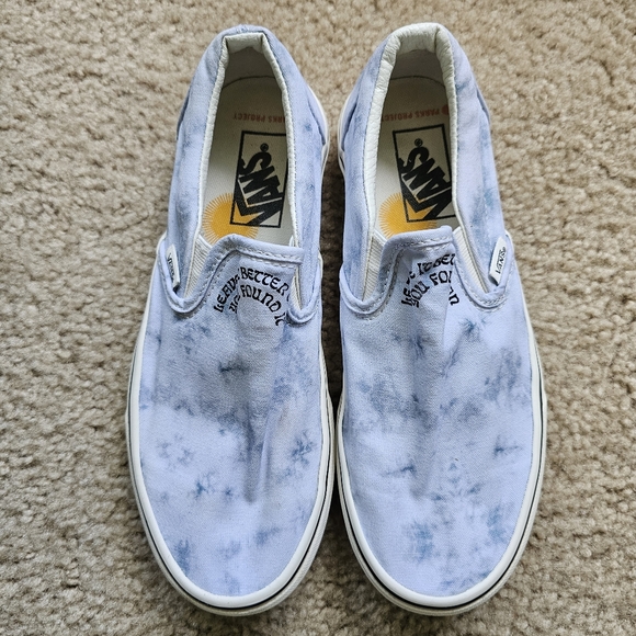 Vans x Parks Project blue tie dye classic slip ons mens 5.5 womens 7 - Picture 1 of 8